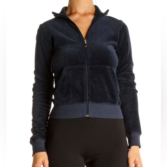 Juicy Couture Navy Blue Velour Tracksuit Jacket | Zip Up Y2K - Picture 10 of 10